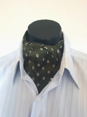 1960s Olive Green Silk Cravat, Ascot, by Ray