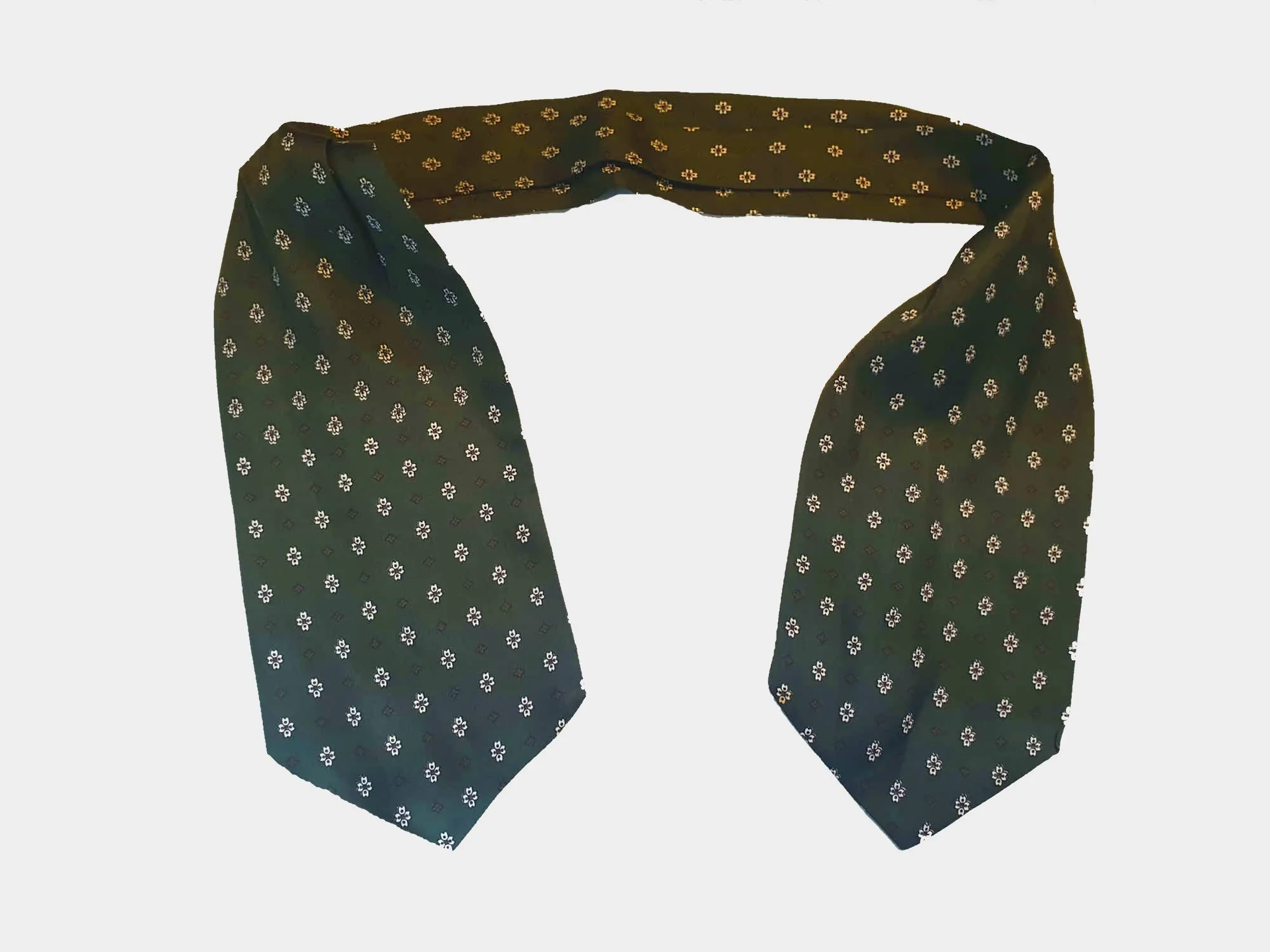 1960s Olive Green Silk Cravat, Ascot, by Ray