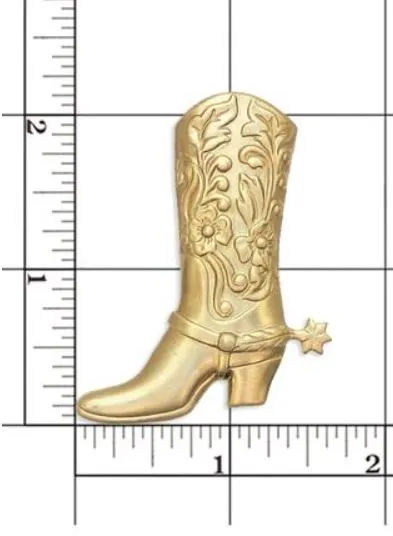 24k Gold Plated Brass Left and Right Boots with Spurs Earrings USA Sugar Gay Isber gift bag included left and right facing adult unisex gold