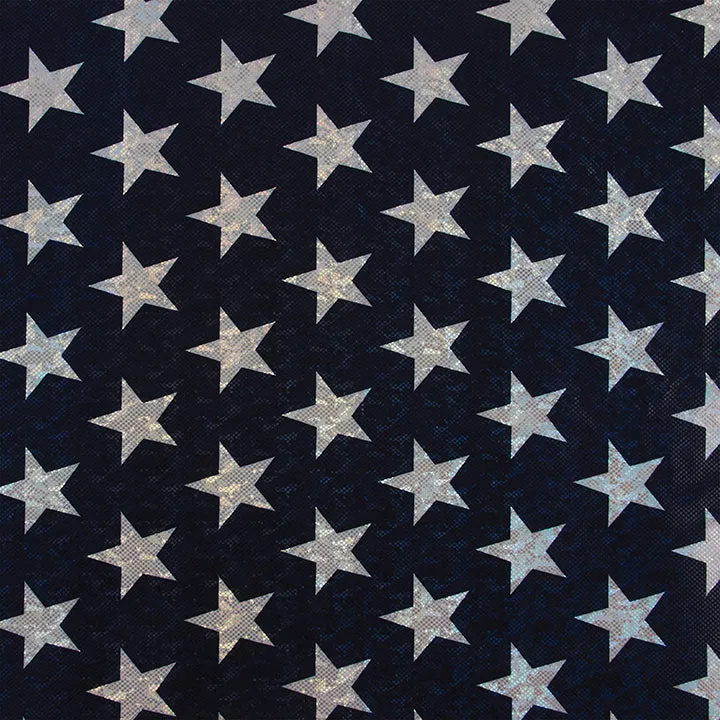 4-Way Stretch Fabric, Silver Star Pattern, Navy