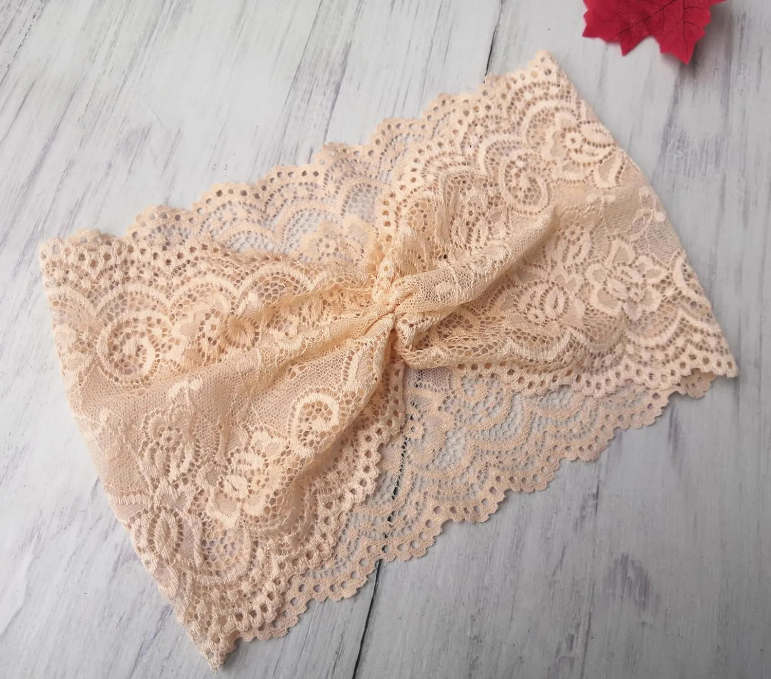 6'' Wide Lace Headbands for Women Headcovering Church Lace Headwrap for Women (Champagne, One Size)