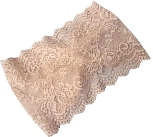6'' Wide Lace Headbands for Women Headcovering Church Lace Headwrap for Women (Champagne, One Size)