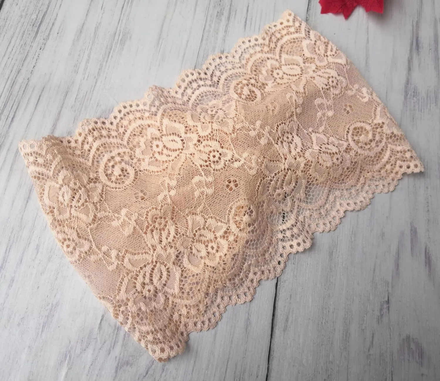 6'' Wide Lace Headbands for Women Headcovering Church Lace Headwrap for Women (Champagne, One Size)