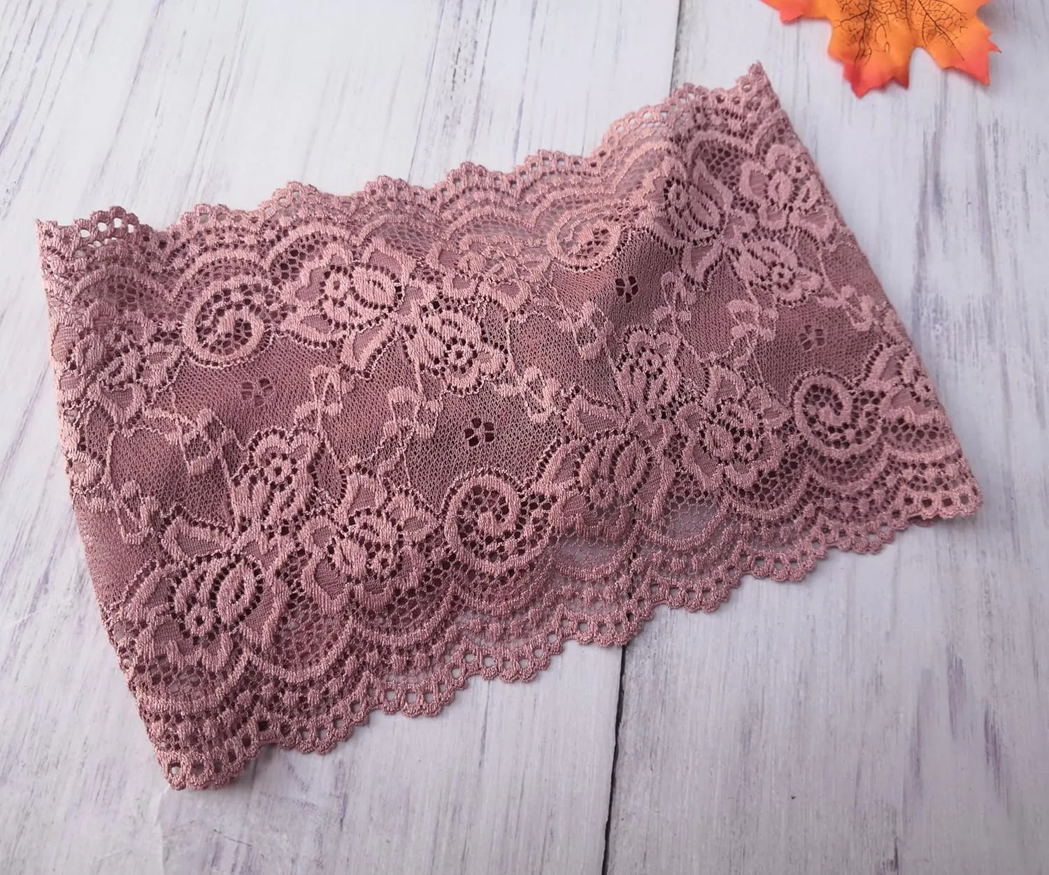 6'' Wide Lace Headbands for Women Headcovering Church Lace Headwrap for Women (Dusty Pink)