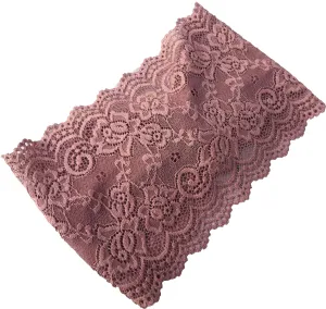 6'' Wide Lace Headbands for Women Headcovering Church Lace Headwrap for Women (Dusty Pink)