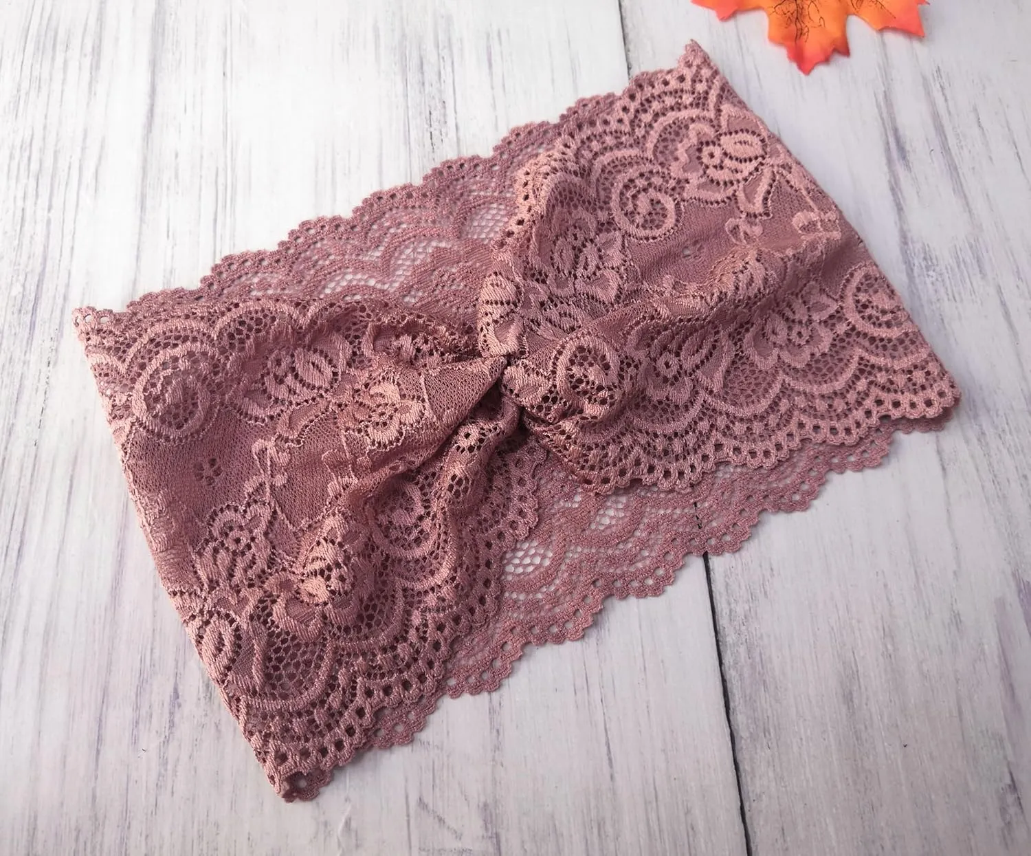 6'' Wide Lace Headbands for Women Headcovering Church Lace Headwrap for Women (Dusty Pink)