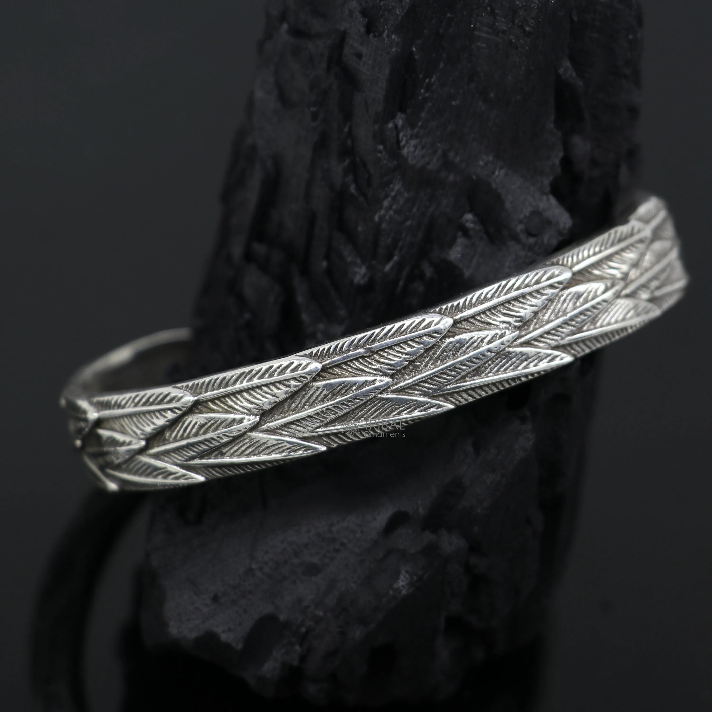 925 sterling silver handmade unique wing feather design adjustable cuff bracelet, cuff kada unsex gifting jewelry solid silver kada cuff149