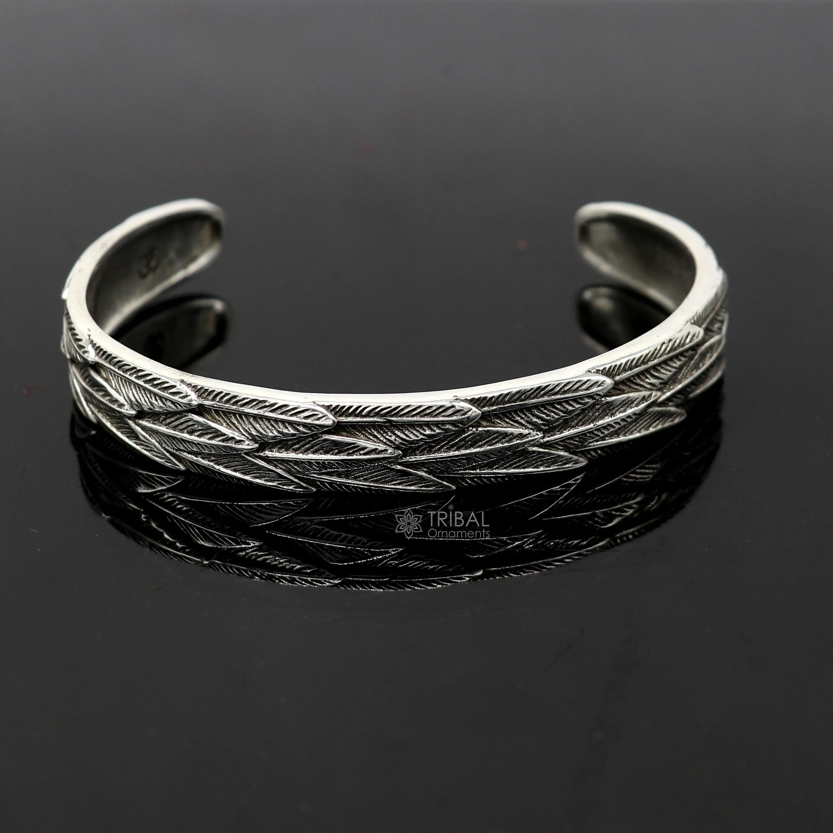 925 sterling silver handmade unique wing feather design adjustable cuff bracelet, cuff kada unsex gifting jewelry solid silver kada cuff149