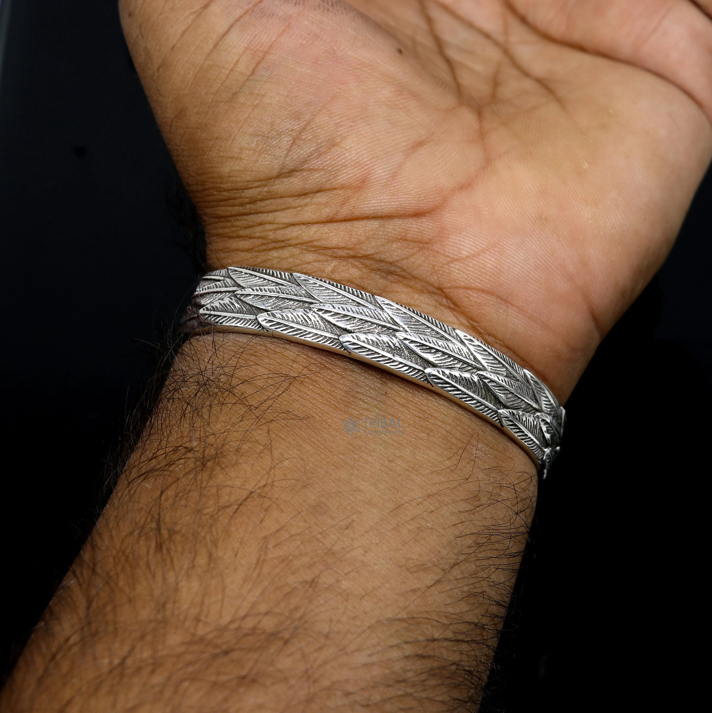 925 sterling silver handmade unique wing feather design adjustable cuff bracelet, cuff kada unsex gifting jewelry solid silver kada cuff149