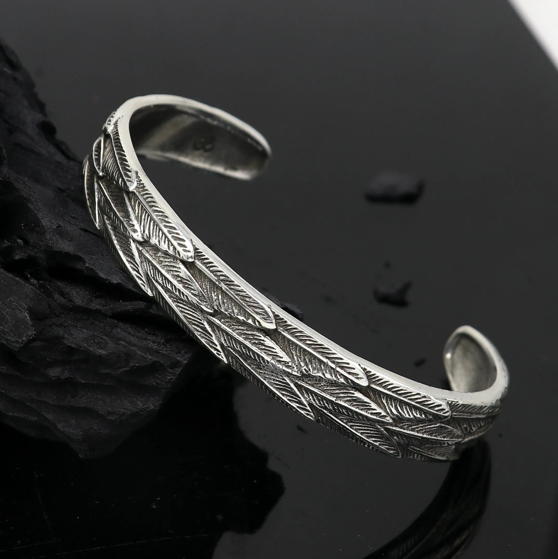 925 sterling silver handmade unique wing feather design adjustable cuff bracelet, cuff kada unsex gifting jewelry solid silver kada cuff149
