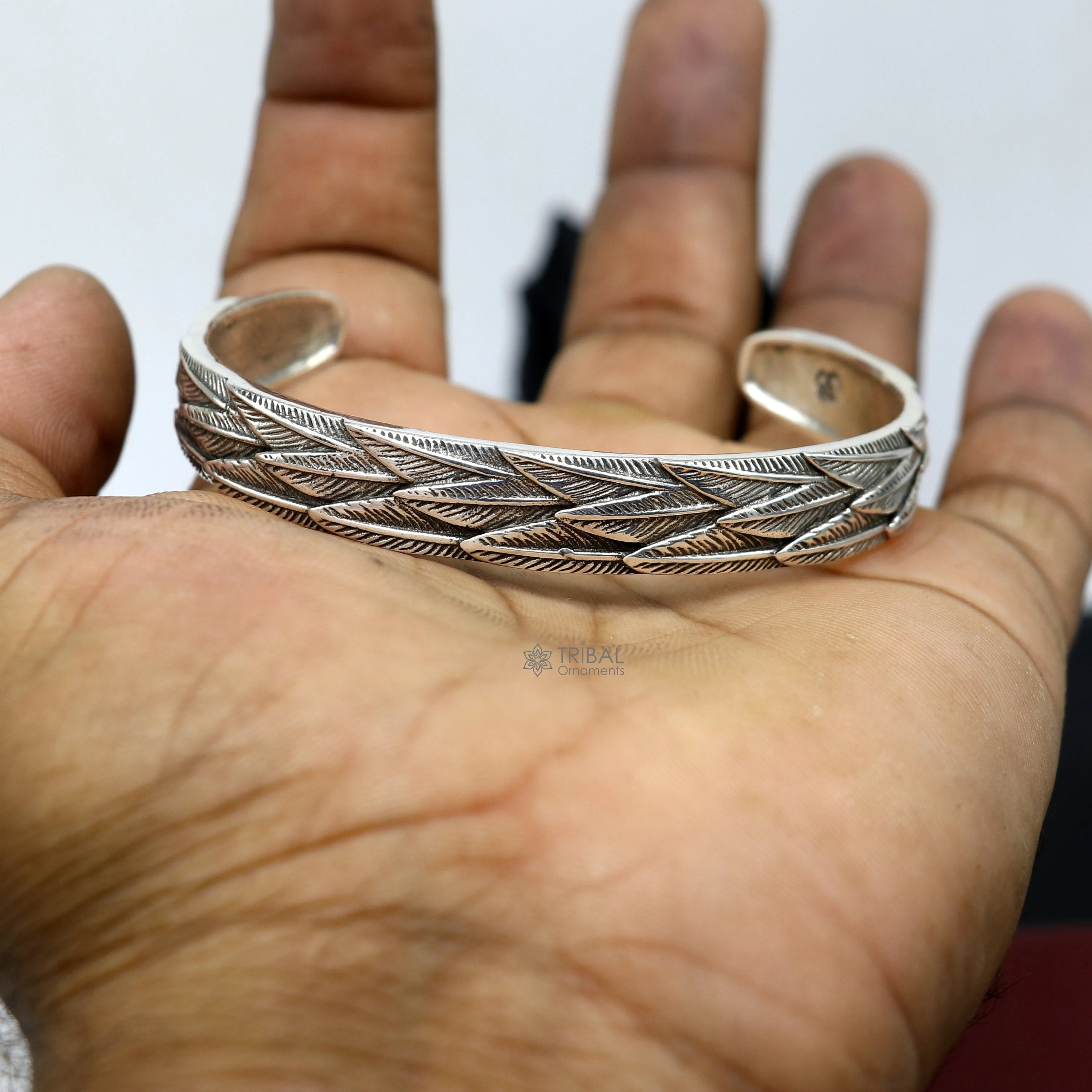 925 sterling silver handmade unique wing feather design adjustable cuff bracelet, cuff kada unsex gifting jewelry solid silver kada cuff149