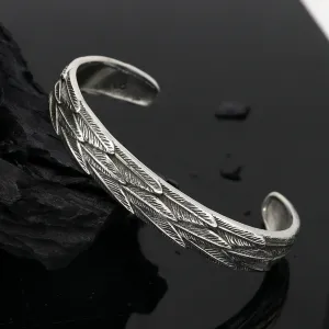 925 sterling silver handmade unique wing feather design adjustable cuff bracelet, cuff kada unsex gifting jewelry solid silver kada cuff149