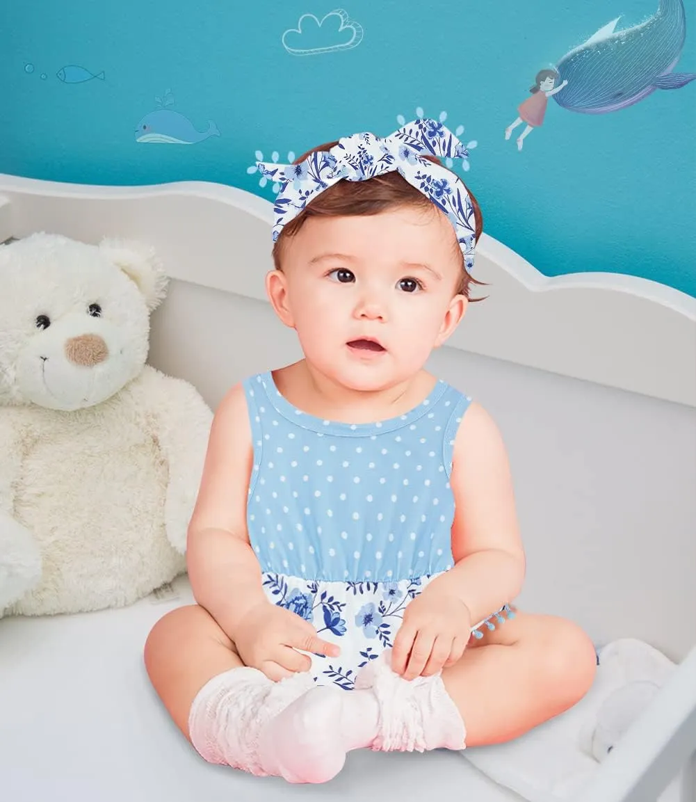 Ahegao 0-24 Months Baby Floral Romper Toddlers Outfits Infant Playsuits   Headband Jumpsuit