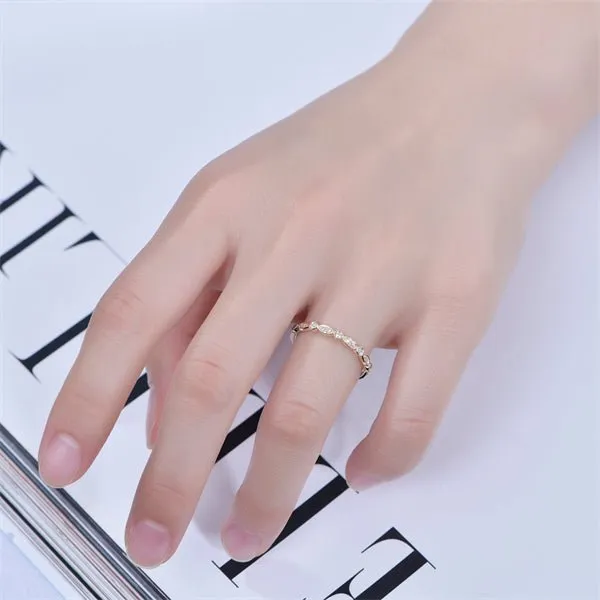 Art Deco Diamond Wedding Band 14K Yellow Gold
