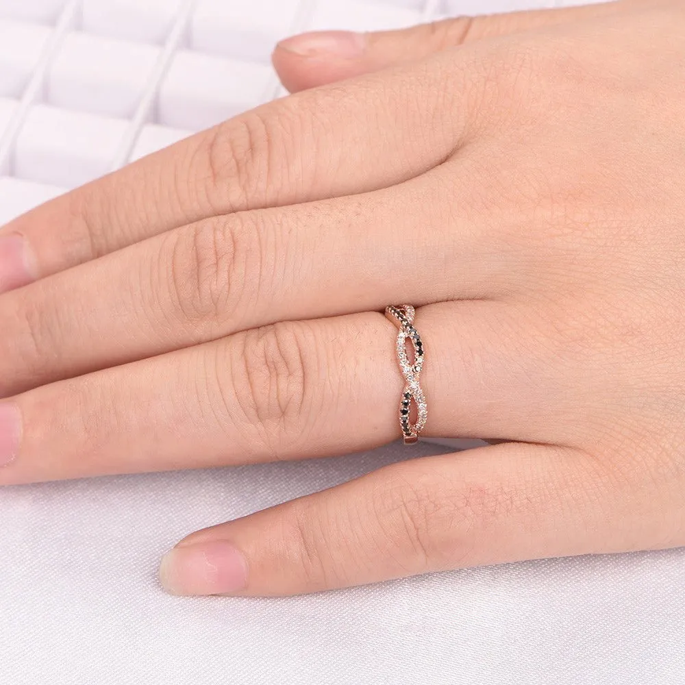 Black and White Diamond Infinite Love Half Eternity Wedding Band