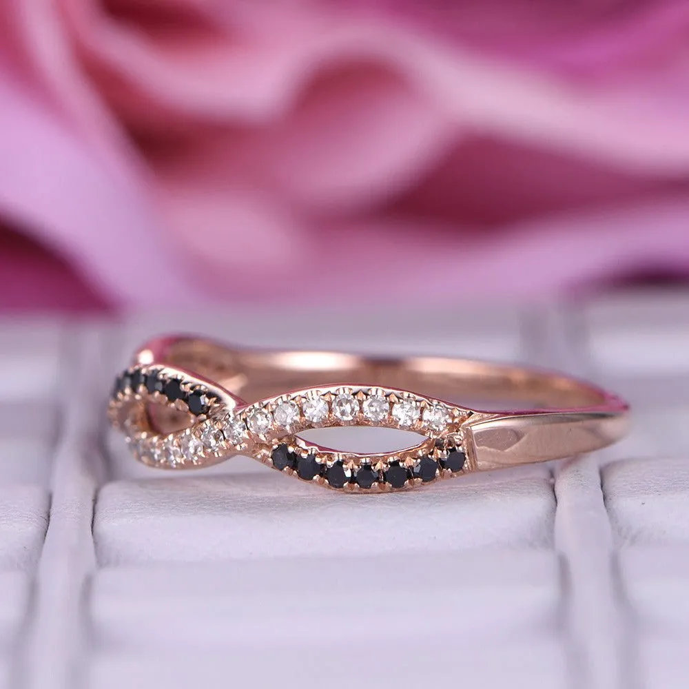 Black and White Diamond Infinite Love Half Eternity Wedding Band