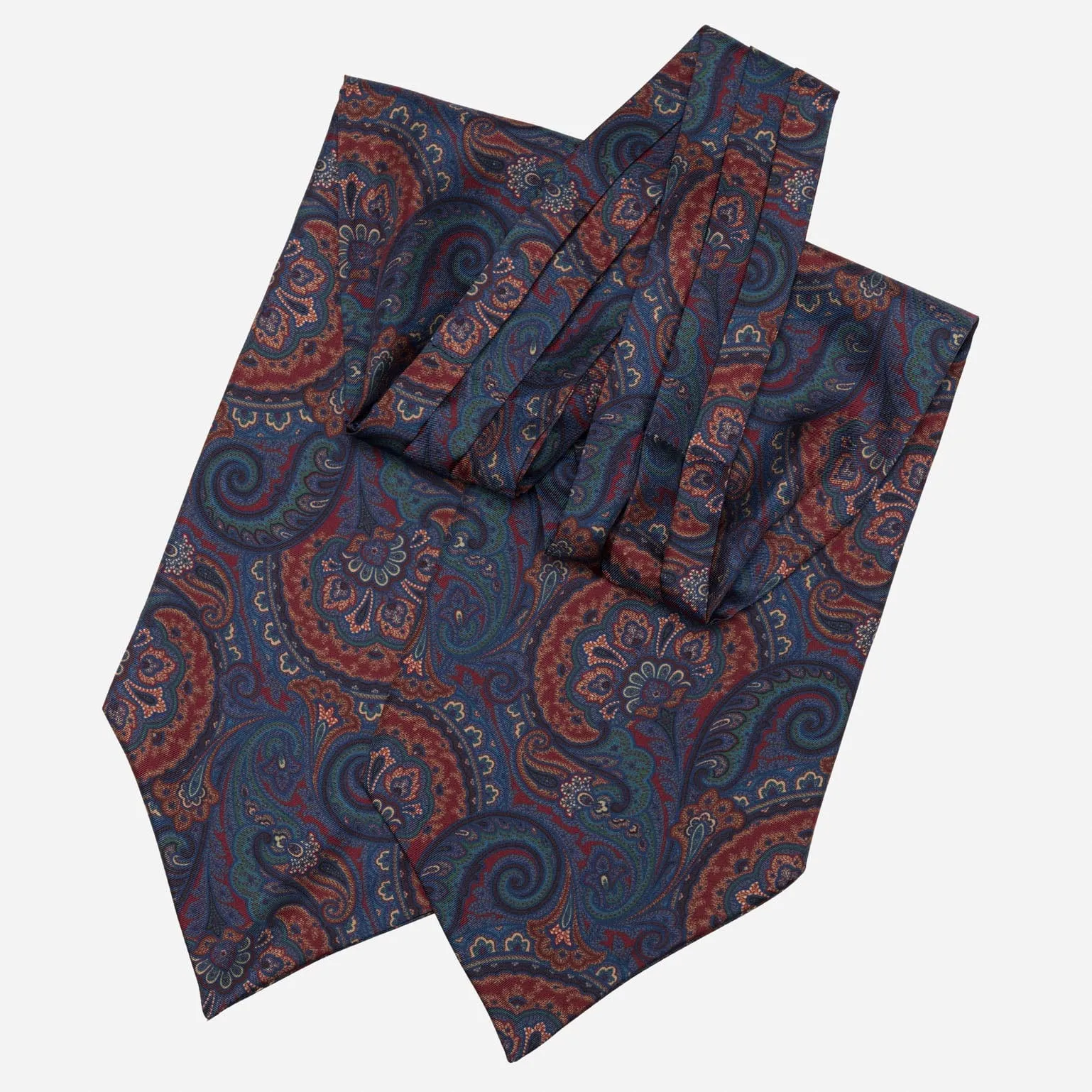Bugatti - Silk Ascot Cravat Tie - Burgundy & Blue