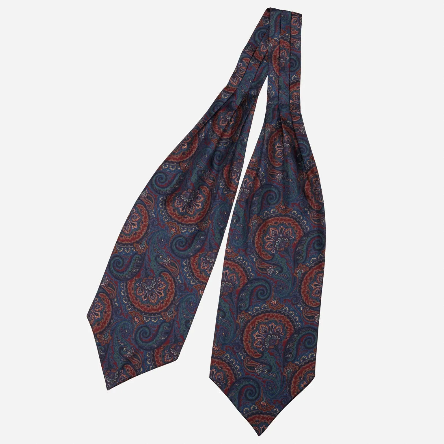 Bugatti - Silk Ascot Cravat Tie - Burgundy & Blue