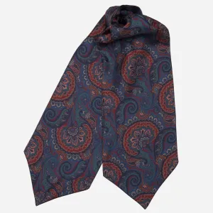 Bugatti - Silk Ascot Cravat Tie - Burgundy & Blue