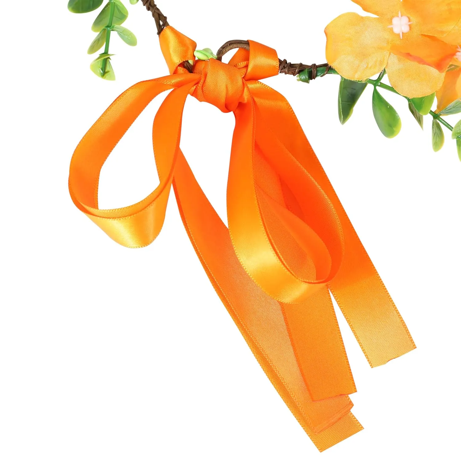 Butterfly Flower Crown for Women Girls Fairy Flower Headband Crown Adjustable Wedding Festival Floral Hair Wreath Orange