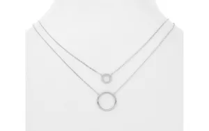 Circle Layered Necklace- White Gold