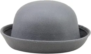 Classic Round Bowler Hats for Men & Women Vintage Roll-up Brim Cloche Hat Fashion Fedora Bucket Caps