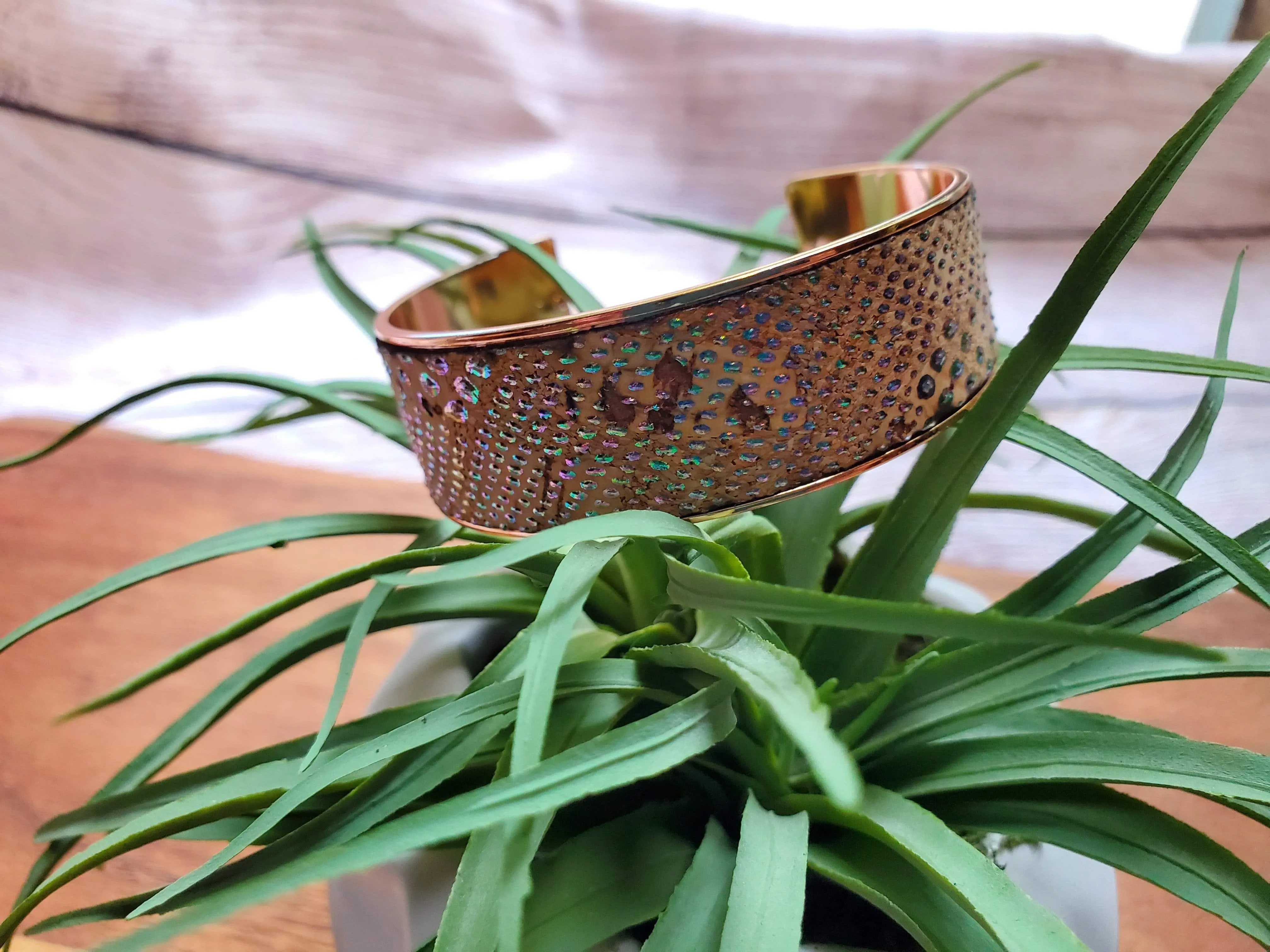 Cork Rose Gold Thick Cuff Bracelet