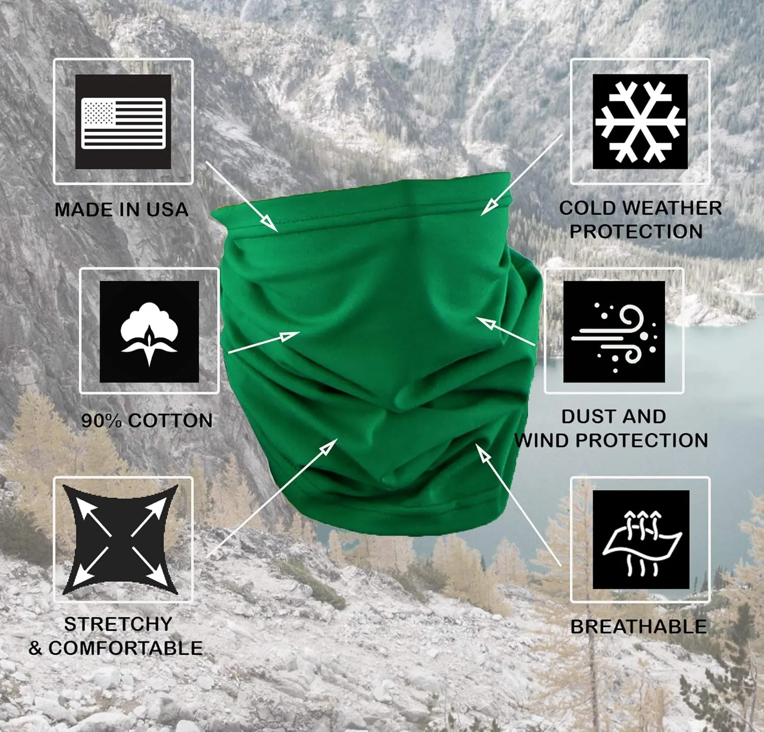 Cotton Face Mask Bandana Tube Scarf Made in America Solid Neck Gaiter