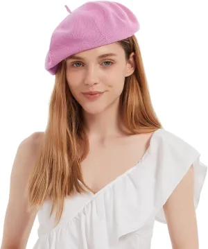 Cotton French Beret Hat Summer Knitted Soft Thin Beret Hat Slouchy Loose Painters Hat Solid Color for Women