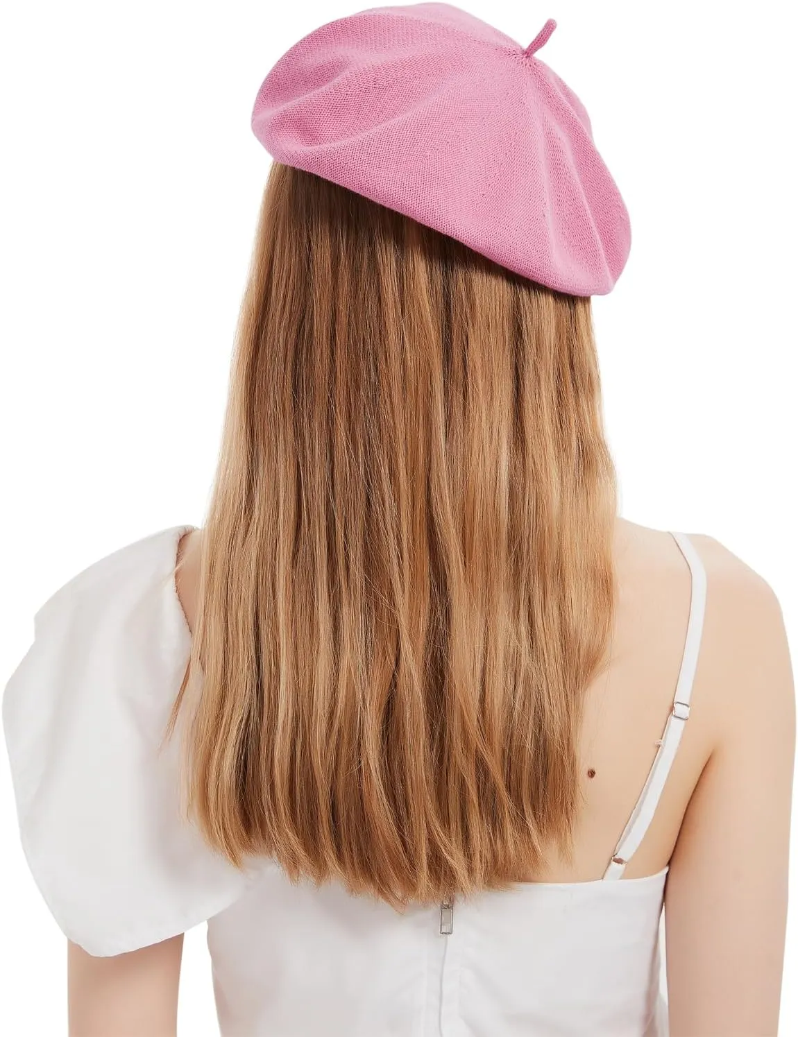 Cotton French Beret Hat Summer Knitted Soft Thin Beret Hat Slouchy Loose Painters Hat Solid Color for Women