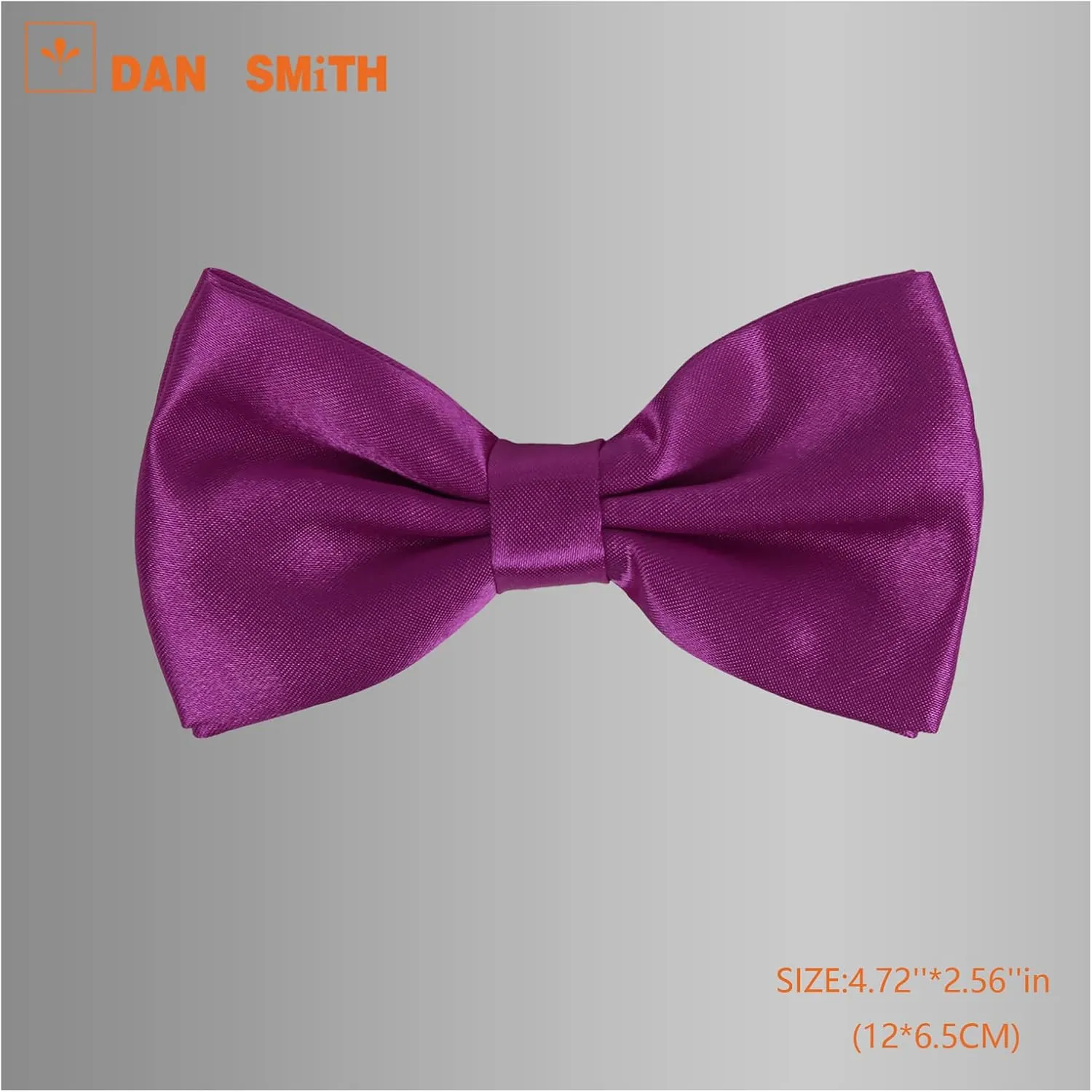 Dan Smith Man Bow Ties Silk Touch Bowtie Hankies Cuff-Links Set Clip-On Adjustable Famliy Shirt