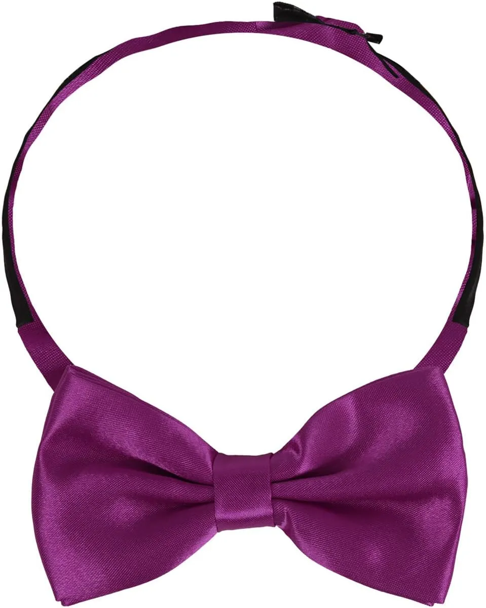 Dan Smith Man Bow Ties Silk Touch Bowtie Hankies Cuff-Links Set Clip-On Adjustable Famliy Shirt