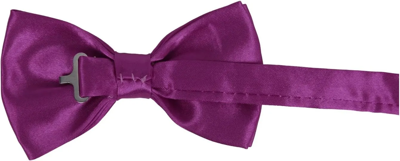 Dan Smith Man Bow Ties Silk Touch Bowtie Hankies Cuff-Links Set Clip-On Adjustable Famliy Shirt
