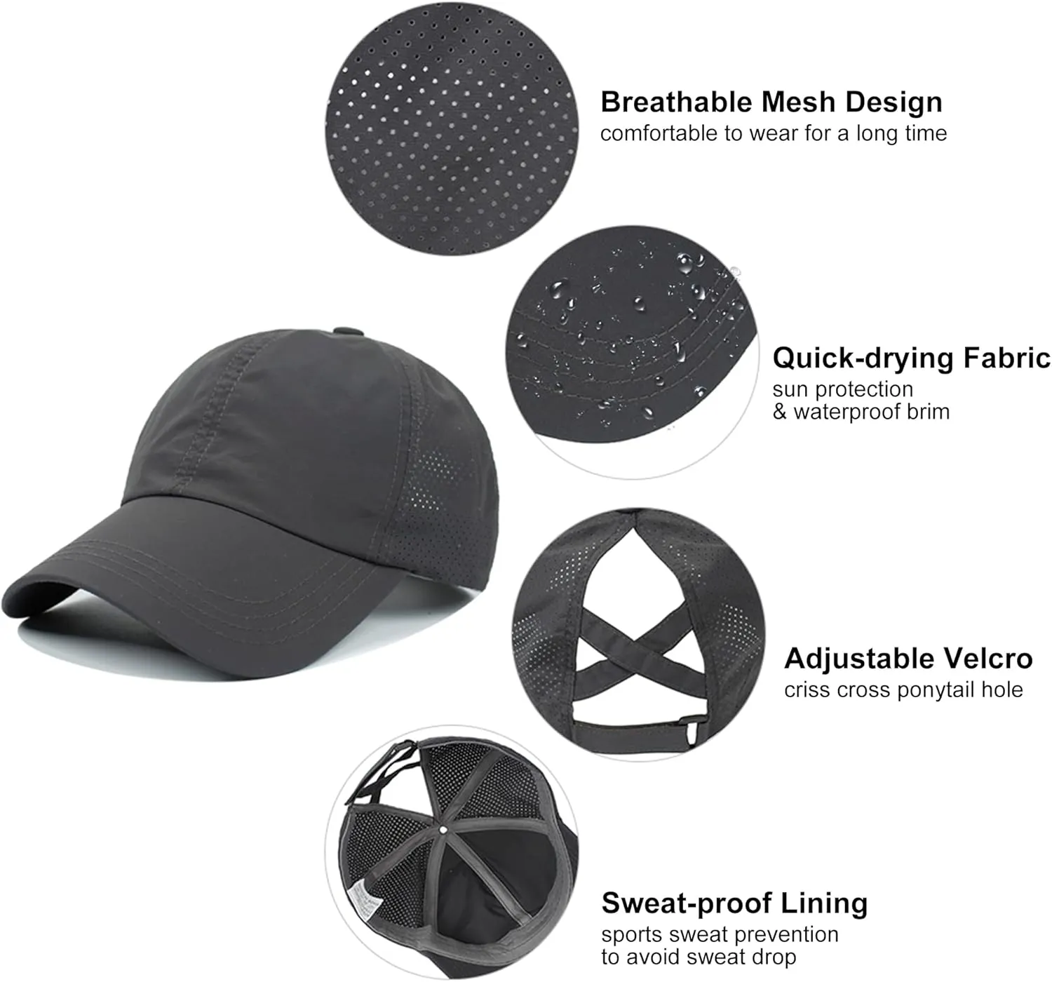 DOOVID Baseball Cap Women Summer Mesh Sports Cap Criss Cross Ponytail Baseball Hat
