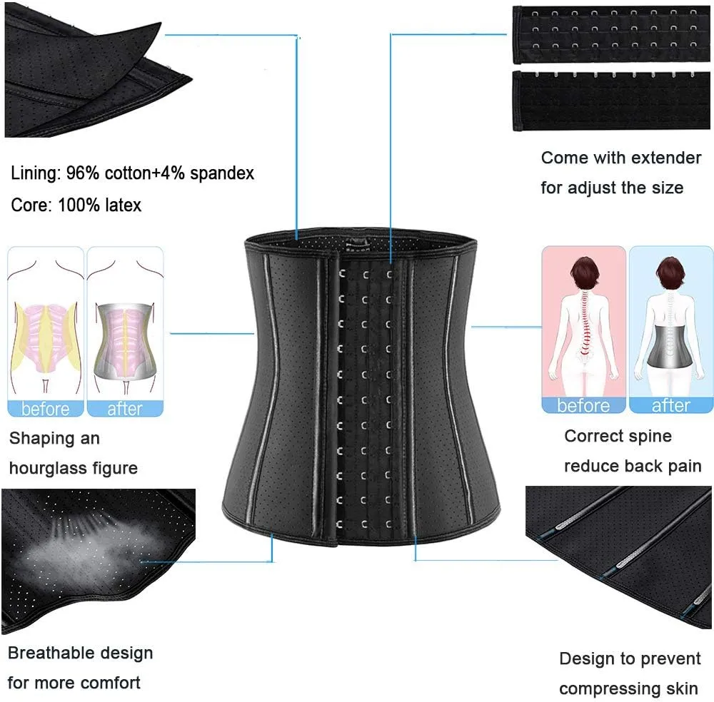 ECOWALSON Waist Trainer for Women Corset Cincher Body Shaper Girdle Trimmer with Steel Bones Extender