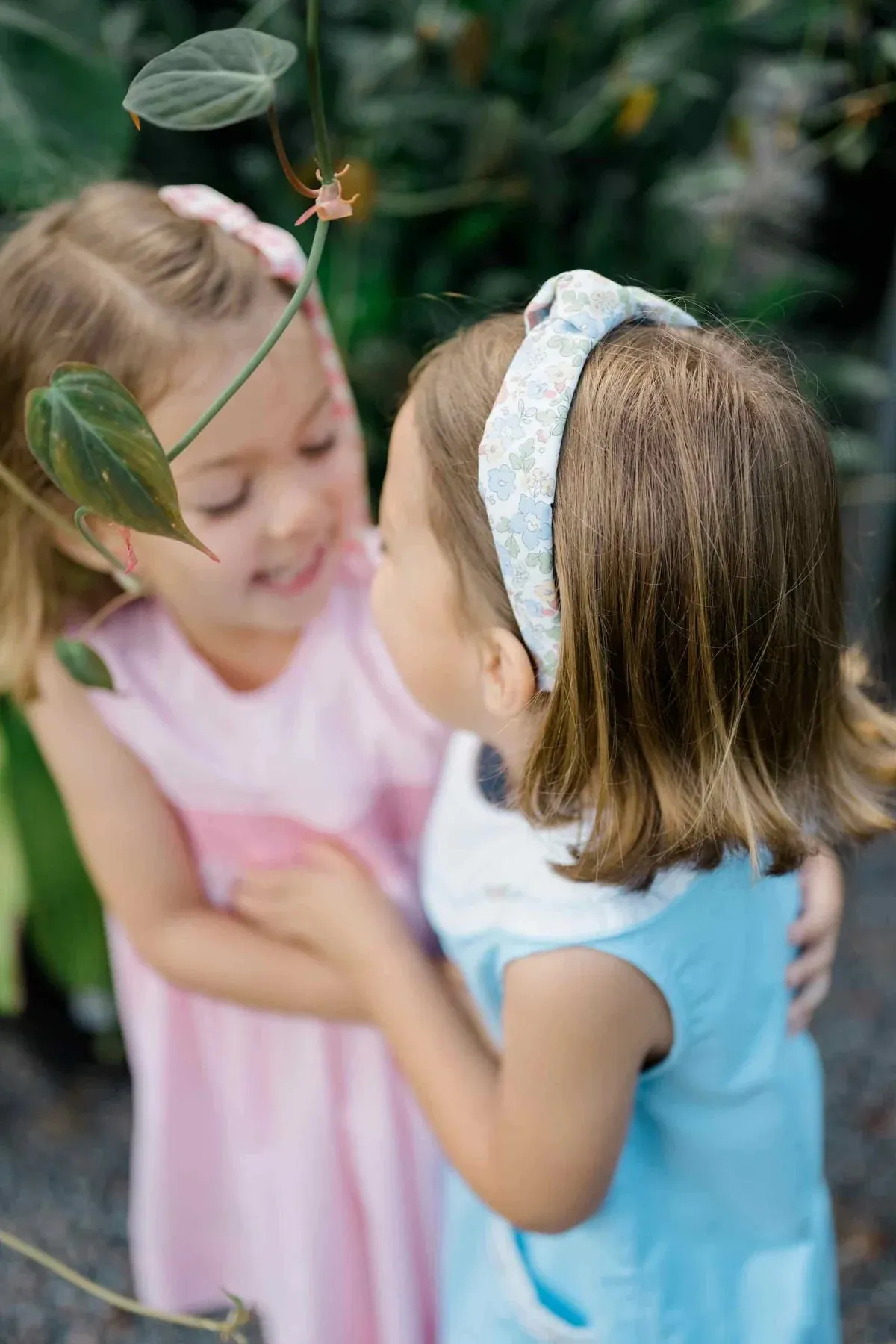 Flower and Gingham Knotted Headband, Pink