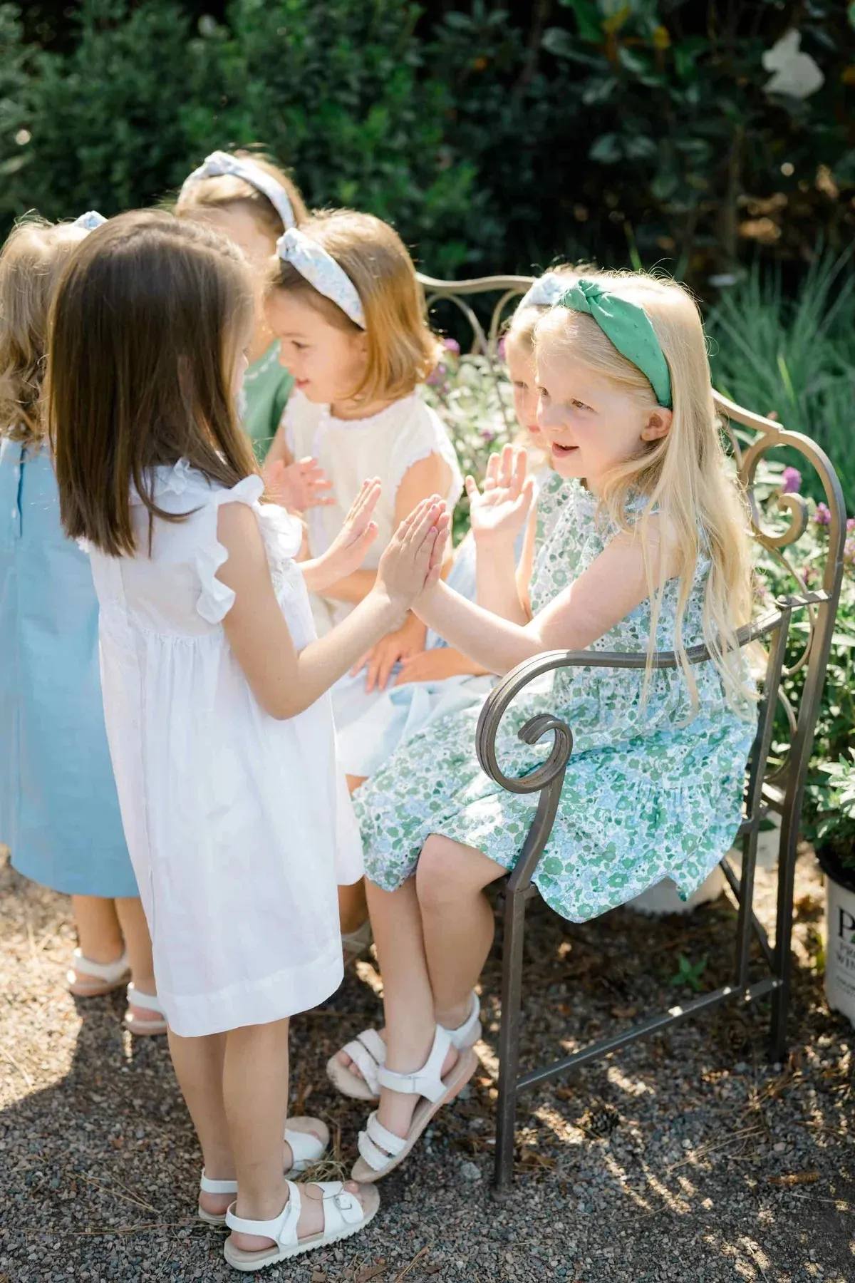 Flower and Gingham Knotted Headband, Pink