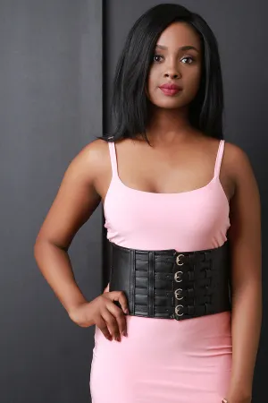 Four Buckled Wide Elasticized Corset Belt