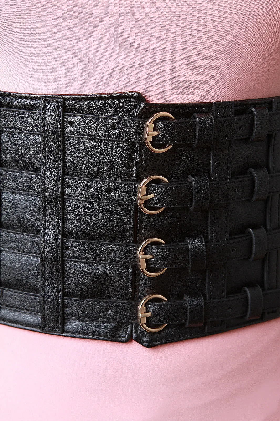 Four Buckled Wide Elasticized Corset Belt