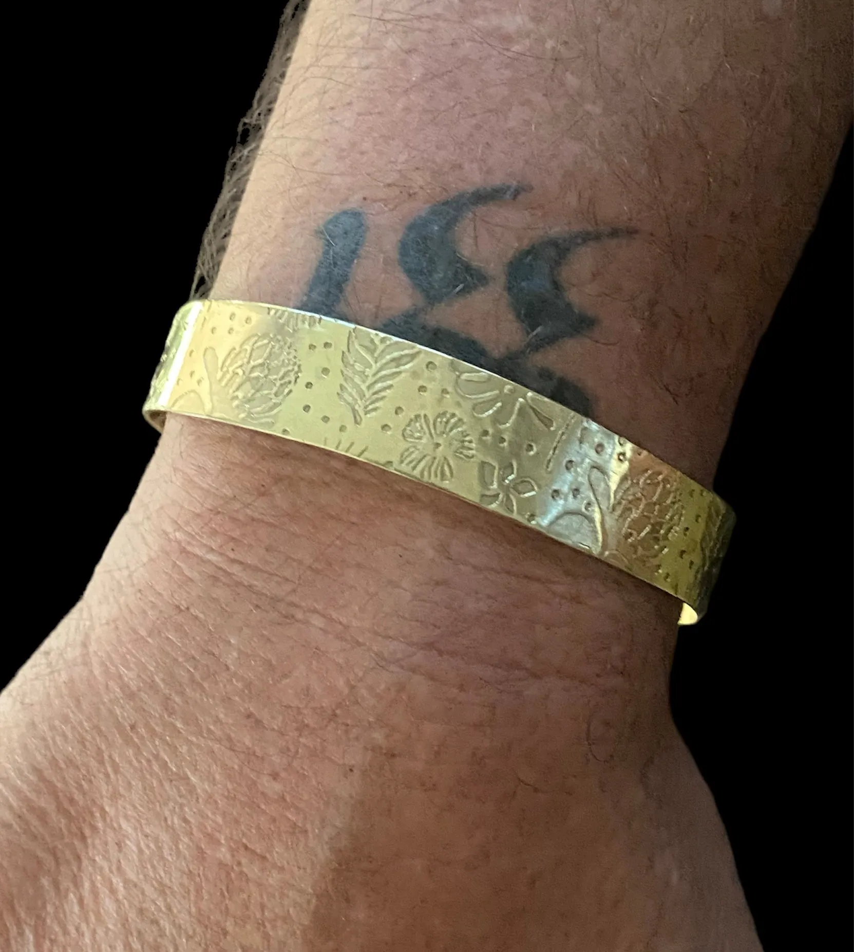 Handmade Textured Brass Cuff