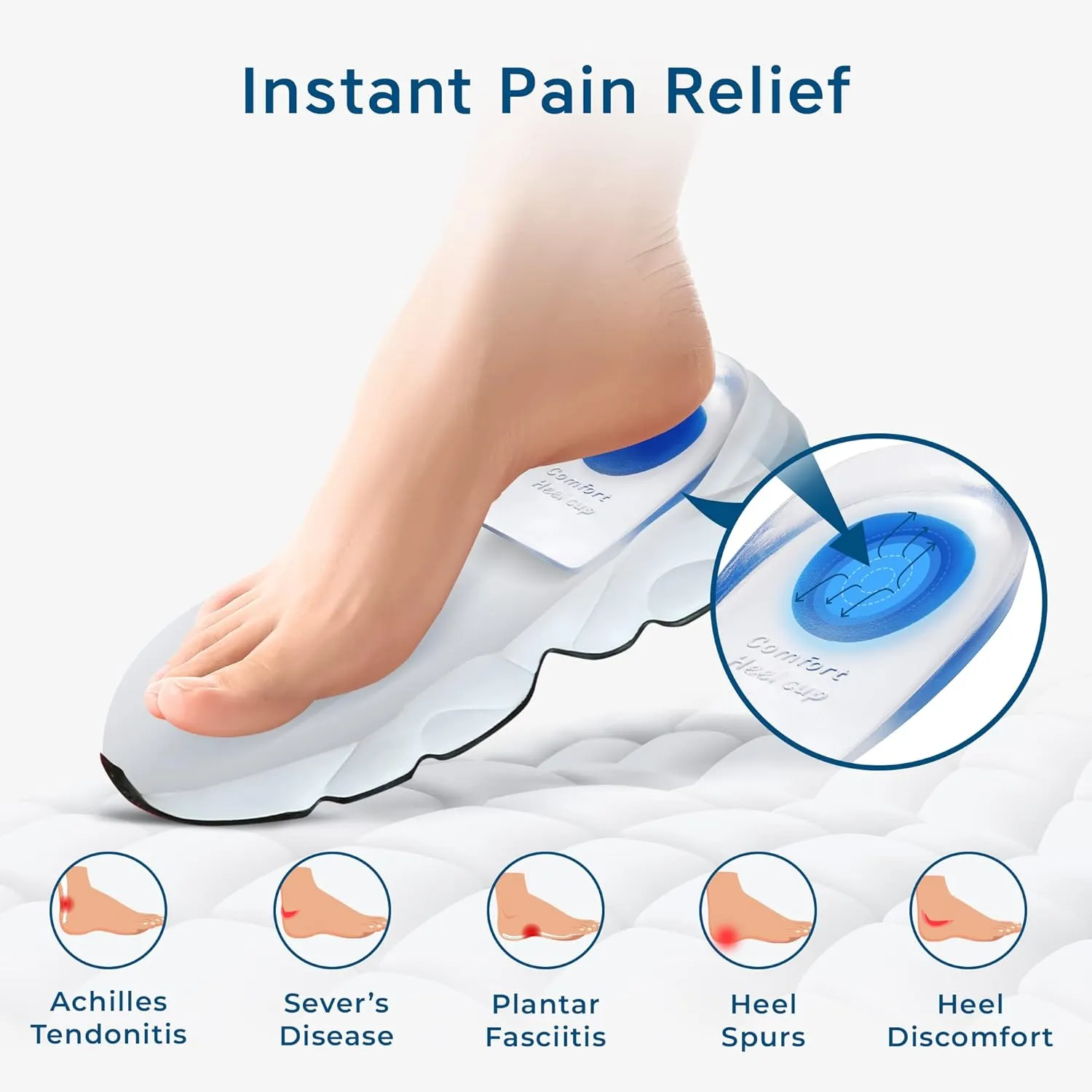 Heel Cushions for Heel Pain Relief (4 Pack) - Gel Heel Cushion Inserts, Gel Heel Cups Heel Pain Relief, Heel Pads Shoes, Heel Support Heel Inserts Men Women Plantar Fasciitis Heel Cup Heel Spur