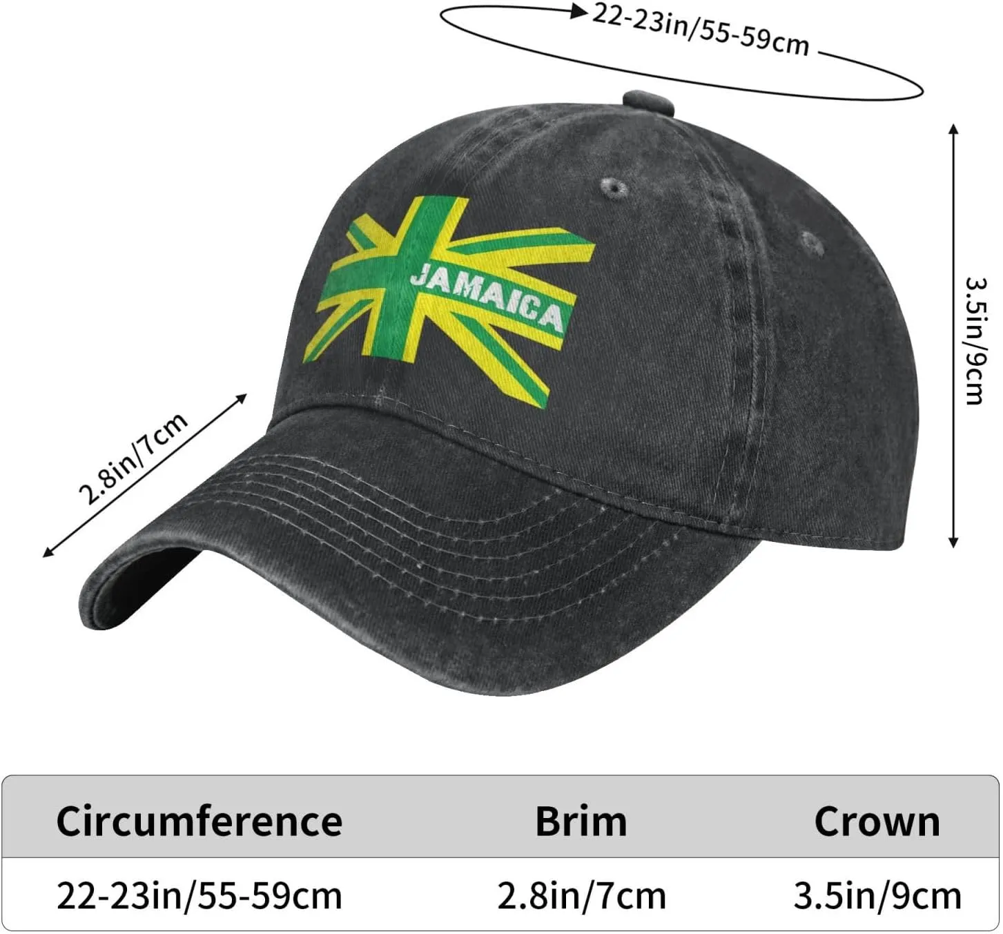 Jamaica Flag Baseball Cap, Adjustable Jamaica Jamaican Baseball Hat Golf Dad Hat for Men Women
