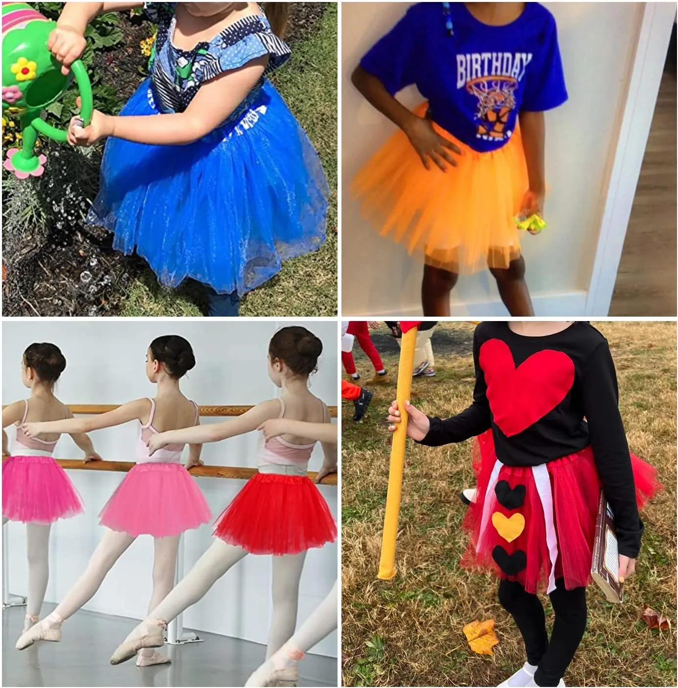 Kids Tutu Skirts 3 Layered Tulle, Fit Most 4-11 yrs Little & Big Girls for Dance Party Costume