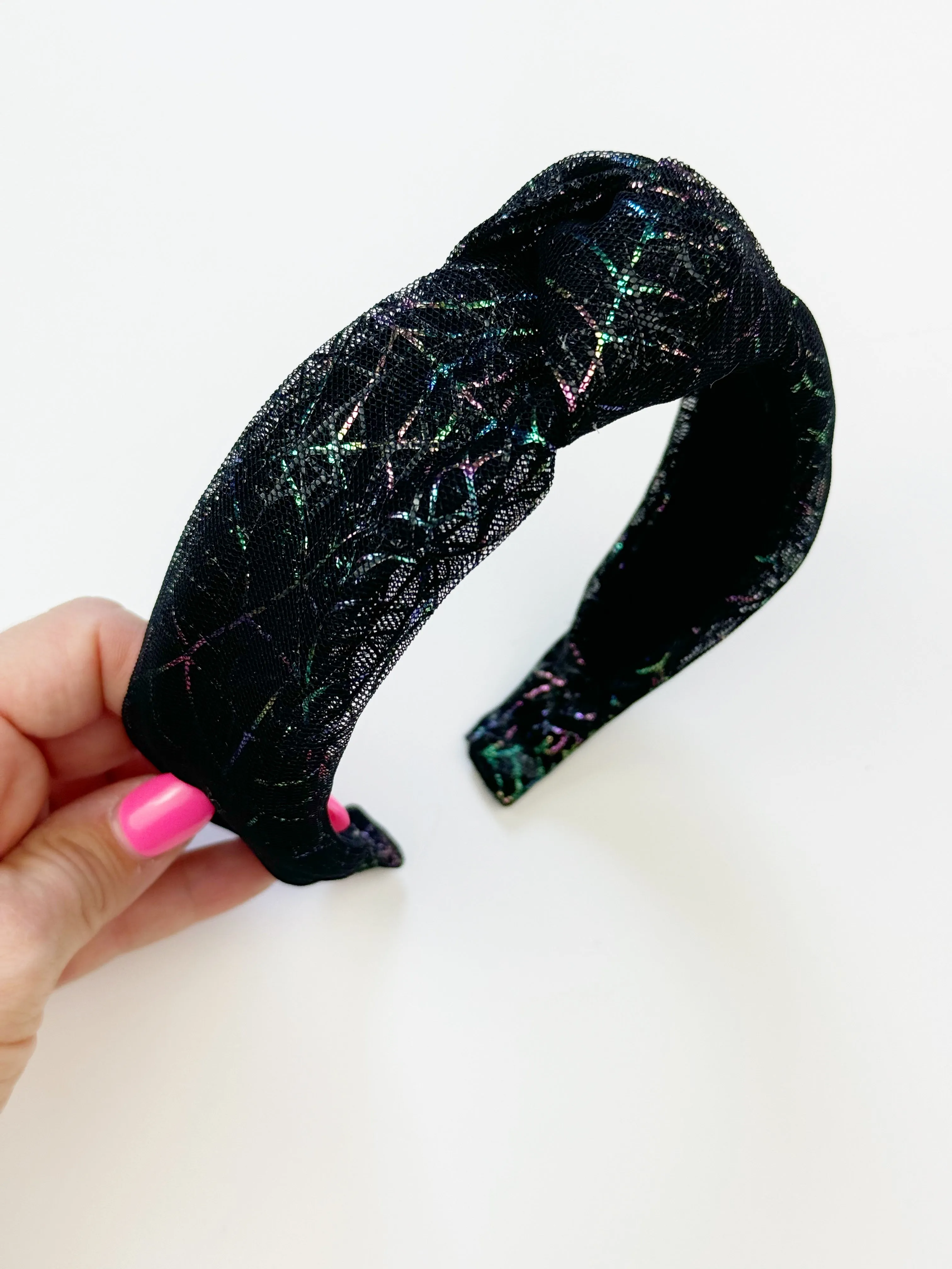 Knotted Headband | Rainbow Foil Spiderweb