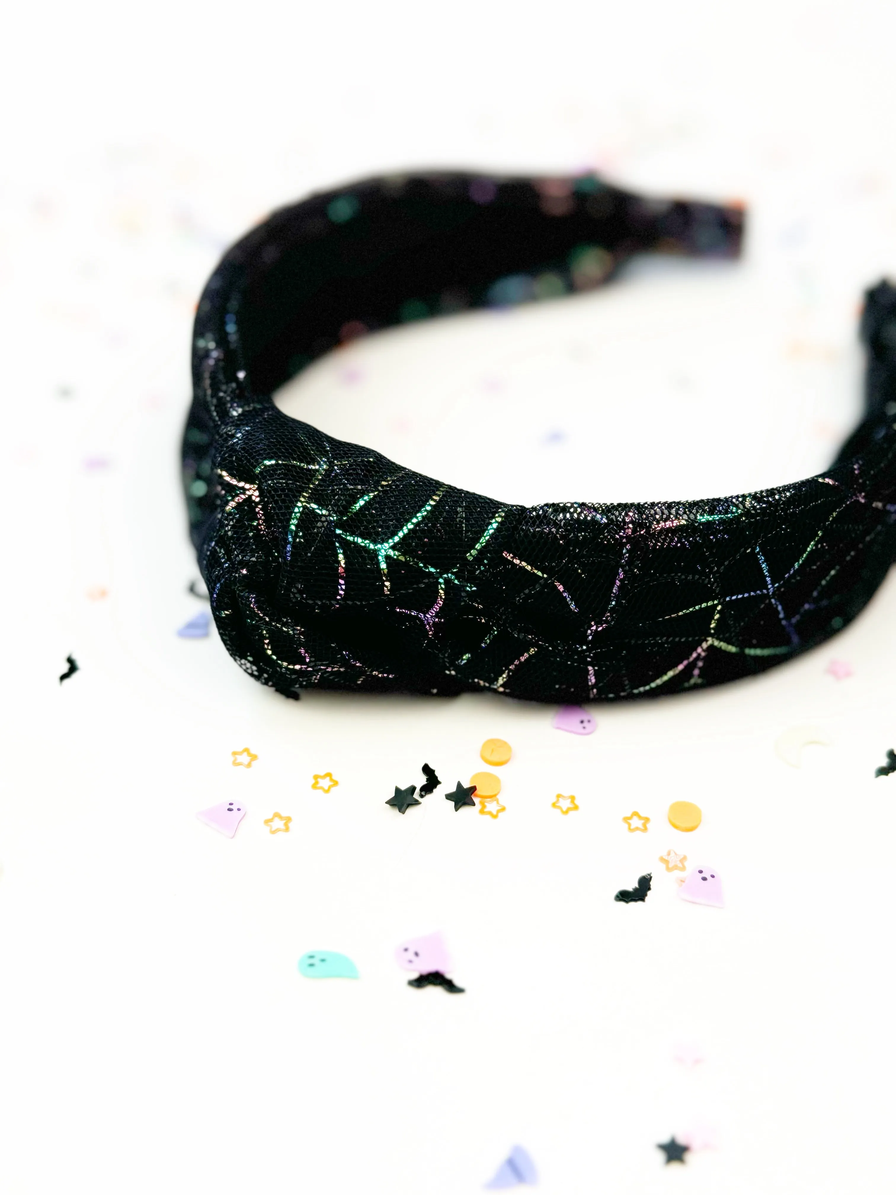Knotted Headband | Rainbow Foil Spiderweb