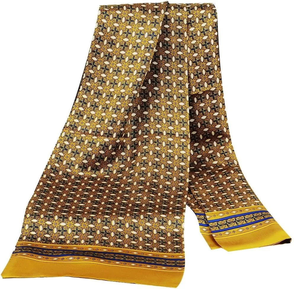Lonxu Fashion Mens 100% Silk Long Scarf/Cravat Scarives Double Layer
