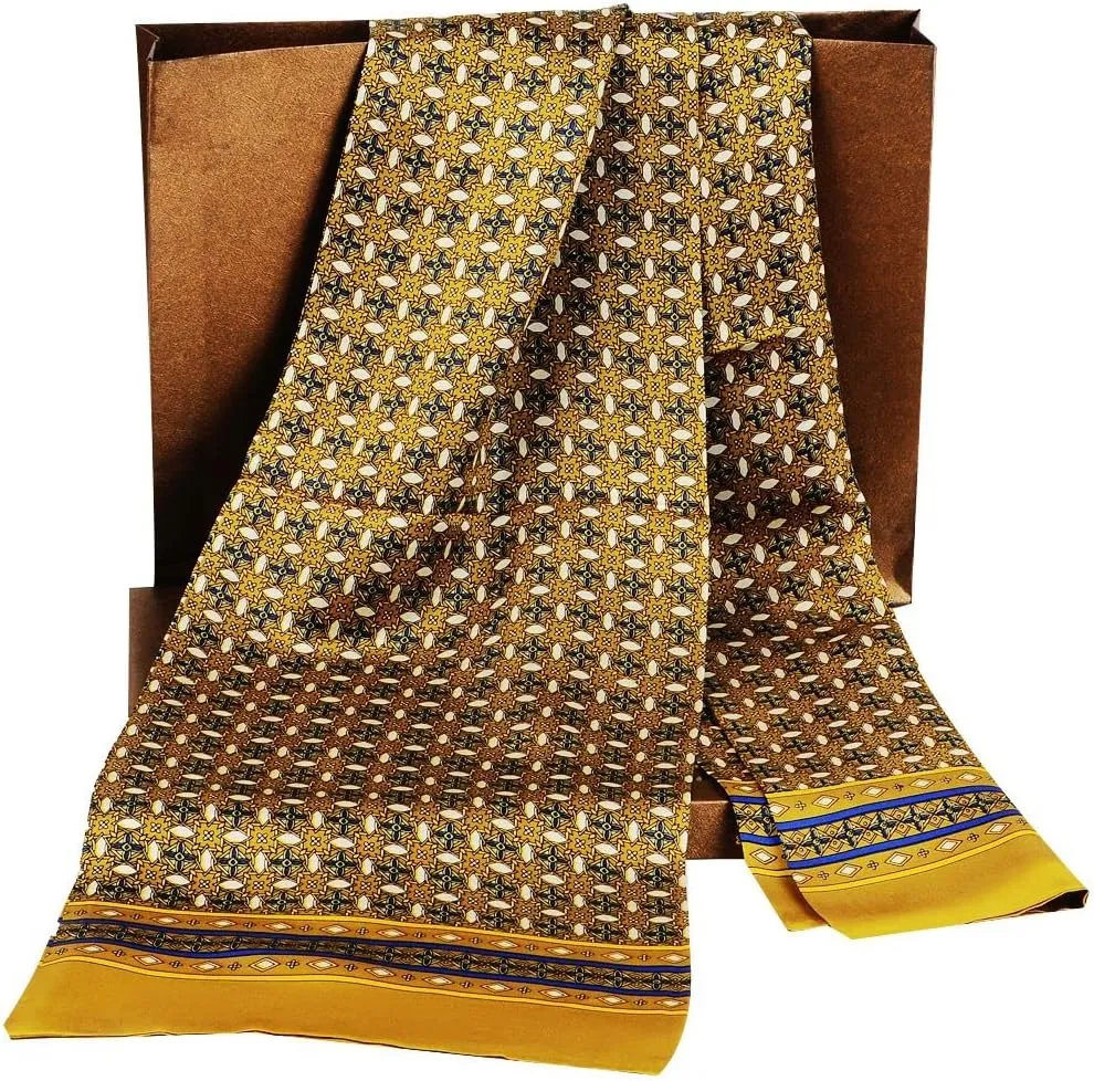 Lonxu Fashion Mens 100% Silk Long Scarf/Cravat Scarives Double Layer