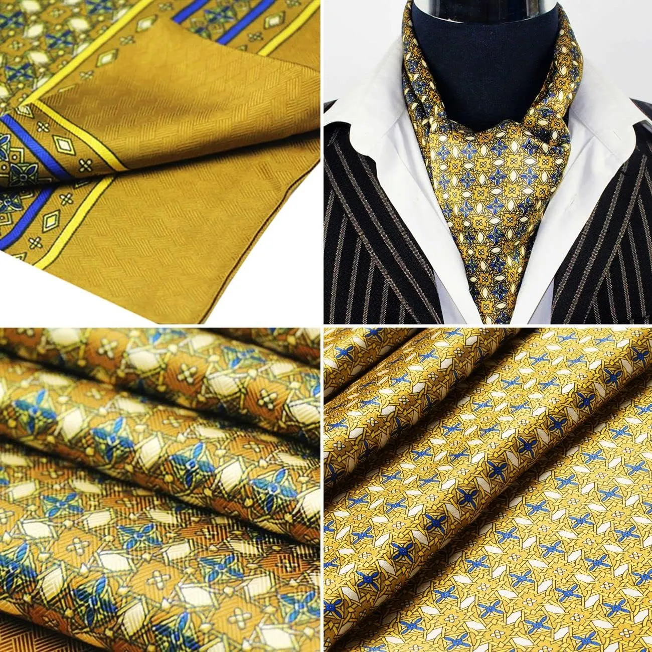 Lonxu Fashion Mens 100% Silk Long Scarf/Cravat Scarives Double Layer