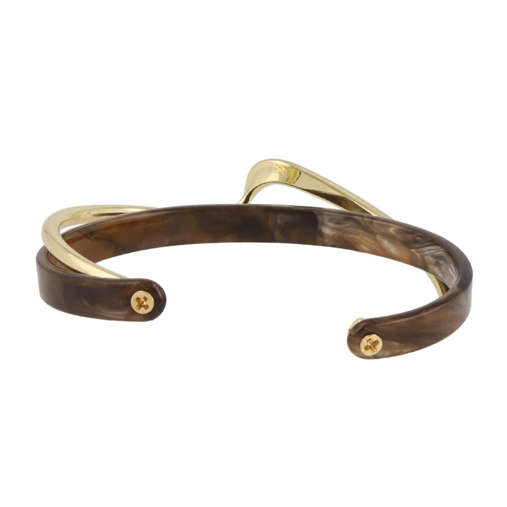 Marble and Metal Layered Cuff Bracelet