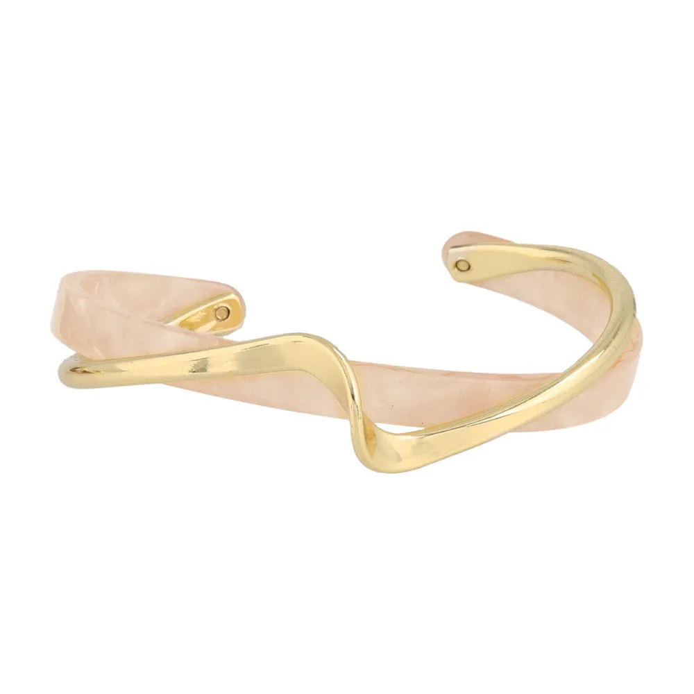Marble and Metal Layered Cuff Bracelet